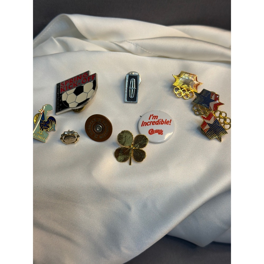 Vintage Collectible Pin Lot Lincoln Remington Soccer Olympics Delaware 10pc